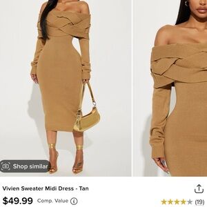 Tan Sweater Midi Dress
